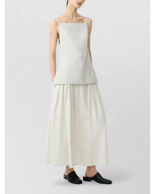 Studio Nicholson White Square Neck Sleeveless Dress Flared Hem