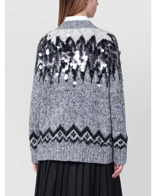Roberto Collina Gray Wool Blend Sequin Cardigan