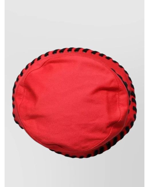 Dolce & Gabbana Red Lace Wide Brim Bucket Hat