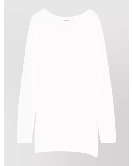 Lisa Yang White Amalea Cashmere Cotton Long Sleeve Sweater