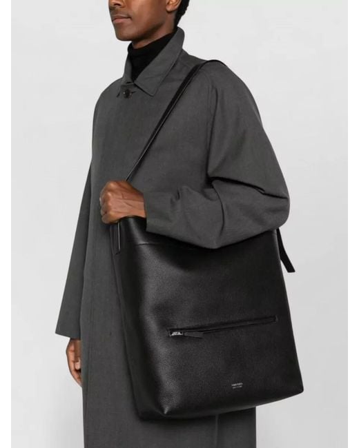 Tom Ford Black Grain Leather Bucket Shoulder Bag Adjustable for men