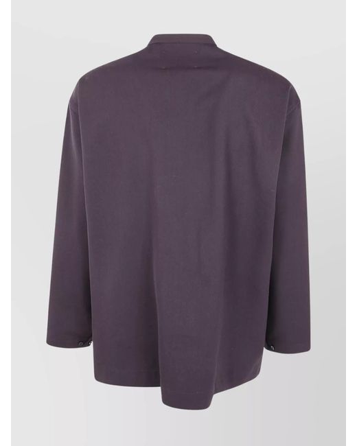 Studio Nicholson Purple Grandad Collar Shirt for men