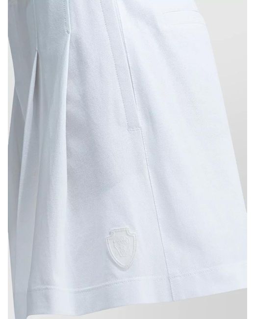 Brunello Cucinelli White Tailored Shorts Pleats Elastic Waist Back Pockets