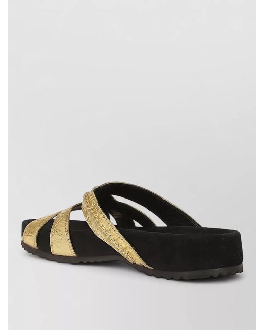 Dries Van Noten Multicolor Urban Calfskin Cross Strap Flat Mules