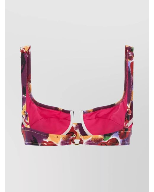 Reina Olga Pink Stretch Nylon Bikini Top With Adjustable Straps
