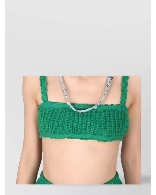 Alanui Green Cotton Bralette