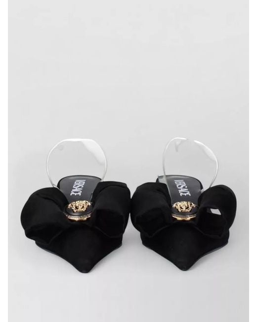 Versace Black Satin Slingback Sandals