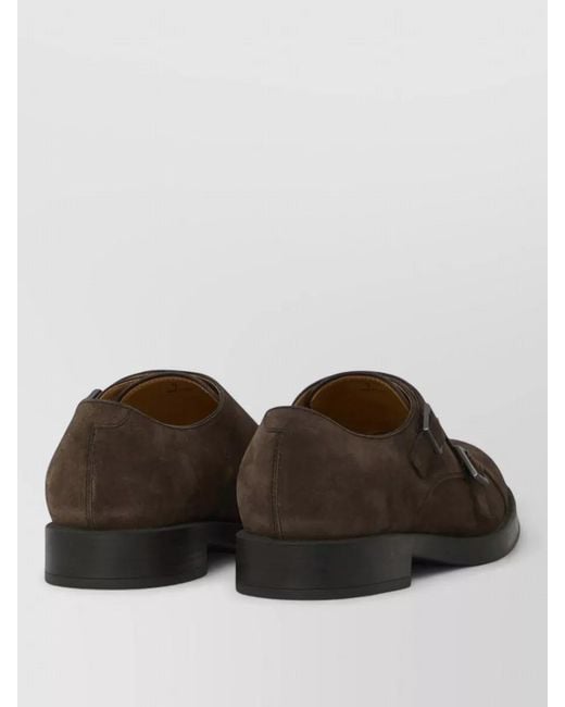 Tod's Brown Suede Leather Double Buckle Monk Shoes for men