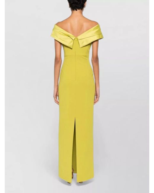 Solace London Yellow Adele Maxi Dress Off Shoulder Bow