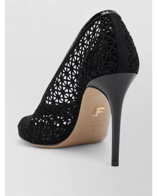 Ferragamo Black Cut Out Peep Toe Stiletto Pumps