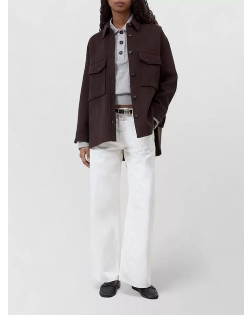 Closed Brown Wool Blend Oversized Shirt Jacket