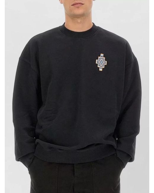 Marcelo Burlon Black Optical Cross Crew Neck Embroidered Sweatshirt for men