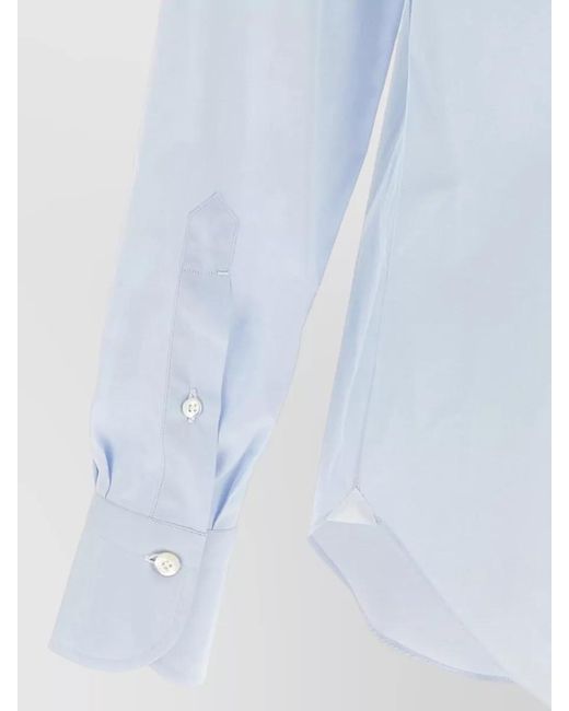 Finamore 1925 Blue Napoli Shirt Button Down Collar Long Sleeves for men