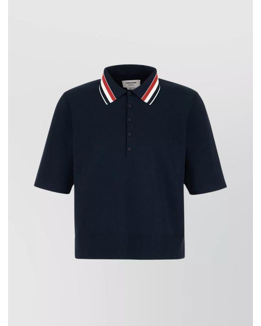 Thom Browne Blue Viscose Blend Polo Shirt for men