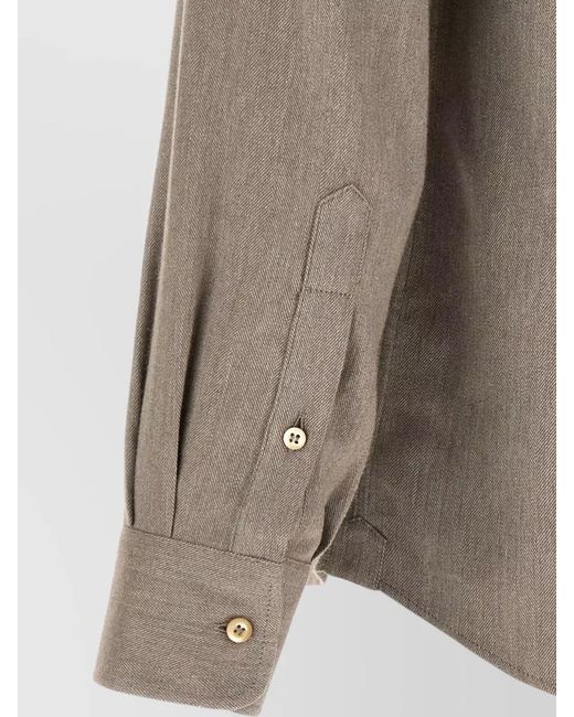 Brunello Cucinelli Brown Herringbone Shirt for men