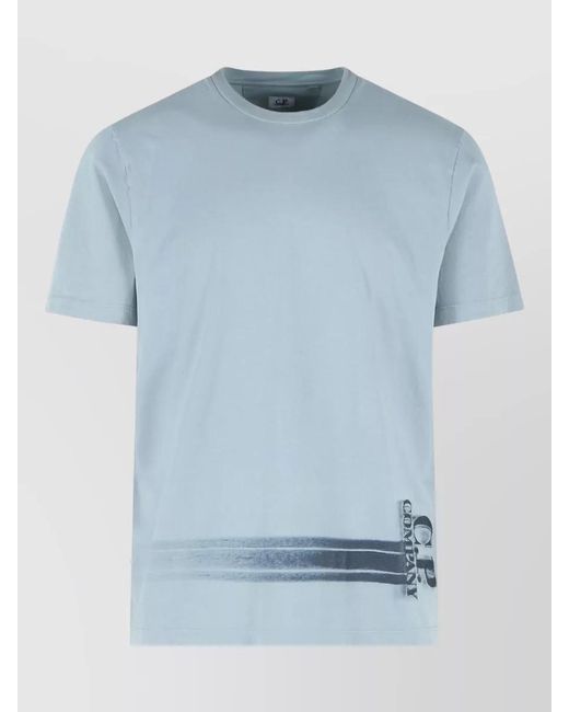 C P Company Blue Cotton Crew Neck Graphic Print T Shirt for men