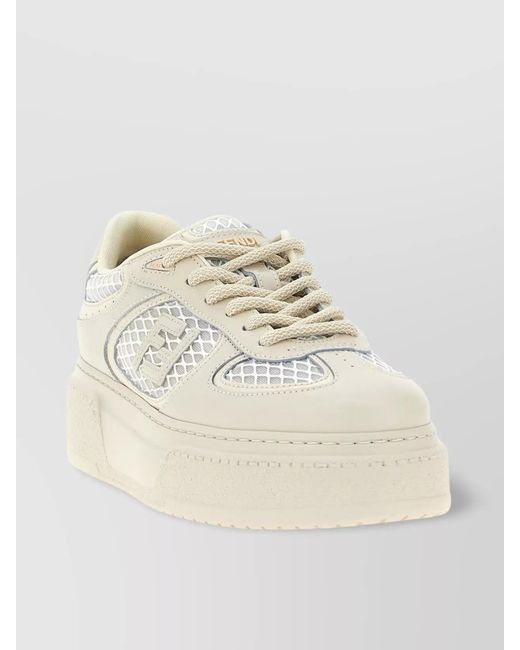 Fendi Natural Leather Low-Top Sneakers