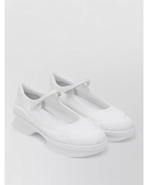 Prada White Ballerina Shoes Mary Jane Strap Mesh Platform