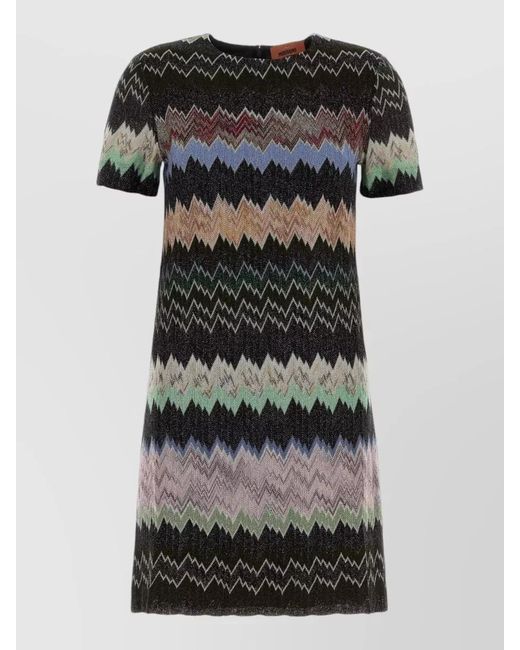 Missoni Black Viscose Blend Chevron Knit Dress
