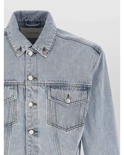 Entire studios Blue Denim Contrast Stitch Oversized Shirt Jacket for men