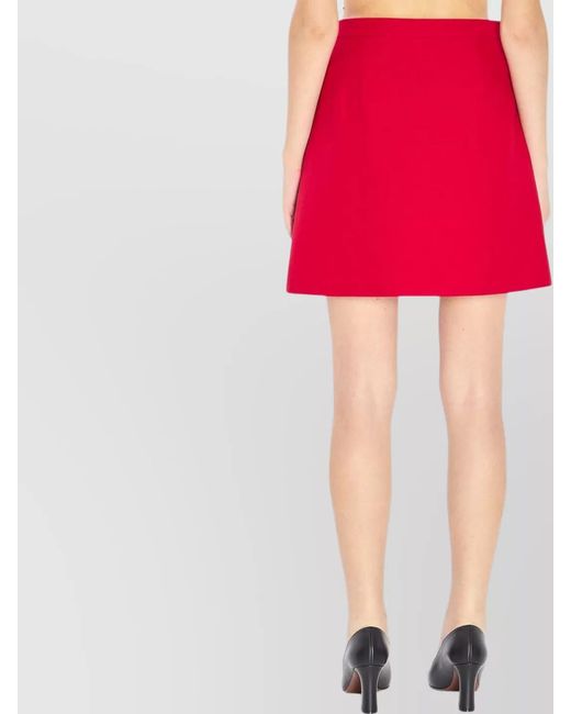 Valentino Garavani Red Silk Mini A-Line Skirt