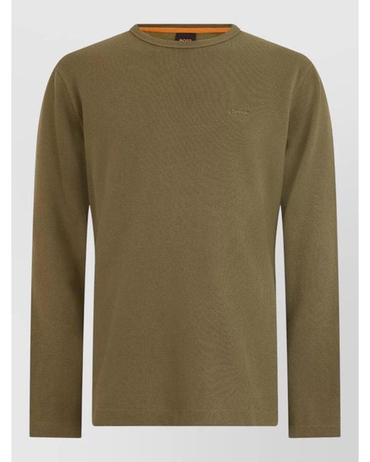 Boss Green Long Sleeve Cotton Crew Neck Shirt for men