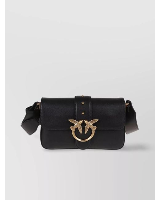 Pinko Black Love Bag Mini Leather Crossbody Bag