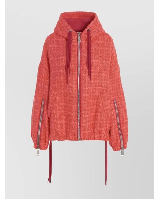 Khrisjoy Red Chris Windbreaker Tweed Oversized Jacket