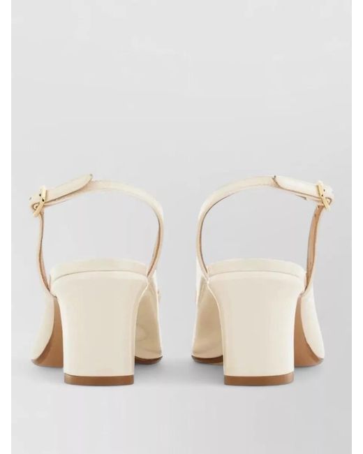 Ferragamo Natural Slingback Vara Pumps Block Heel Bow