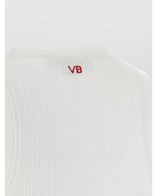 Victoria Beckham White Ribbed Cotton Tank Top