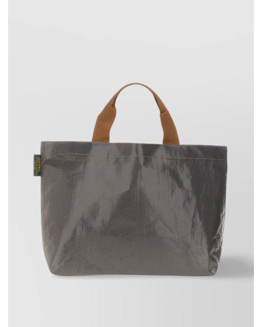 Herve Chapelier Gray Glossy Rectangular Tote Bag With Dual Handles