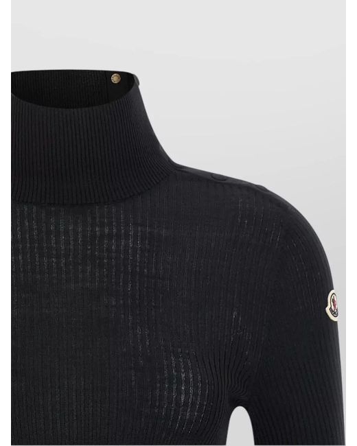 Moncler Black Logo High Neck Ribbed Knit Sweater