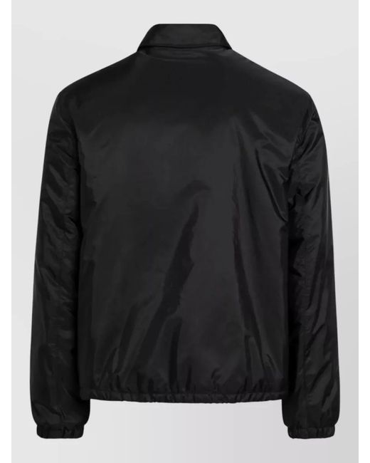 Prada Black Collared Jacket Elastic Cuffs Front Pocket for men