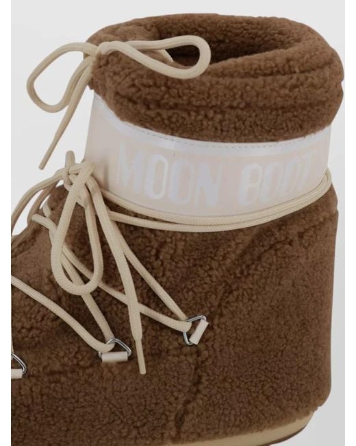 Moon Boot Multicolor Ankle Lace Up Boots Faux Fur Texture