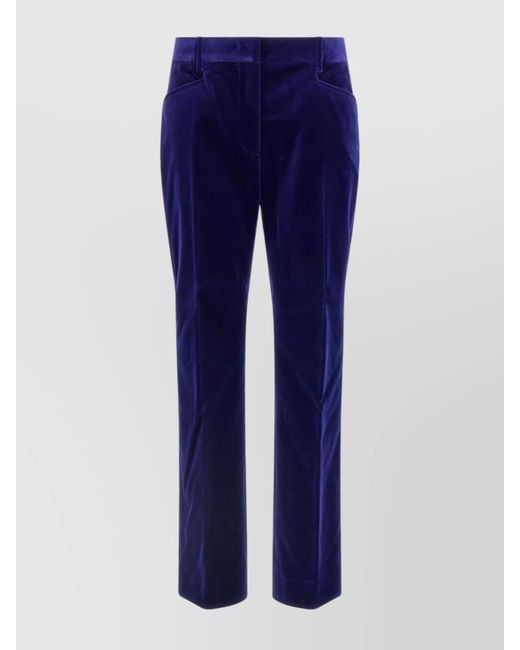 Tom Ford Blue Luxe Velvet Trousers With Pockets And Loops