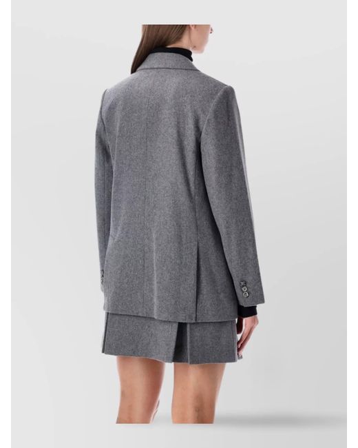 A.P.C. Gray Wool-Blend Double-Breasted Blazer