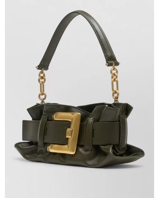 Balmain Green Anthem Mini Leather Shoulder Bag