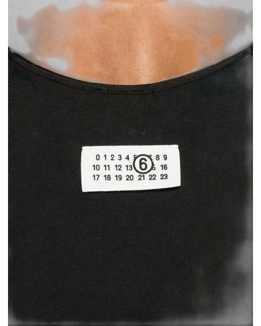 MM6 by Maison Margiela Black Knee Length Dress Spaghetti Straps Waist Tie
