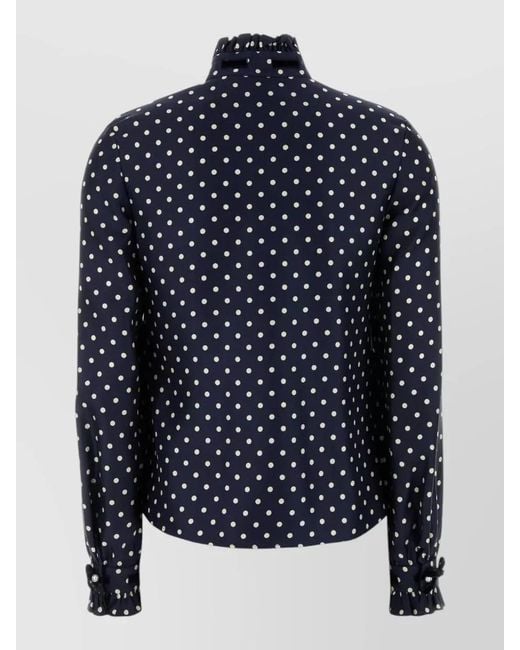 Valentino Garavani Blue Satin Shirt Bow Detail Polka Dots for men