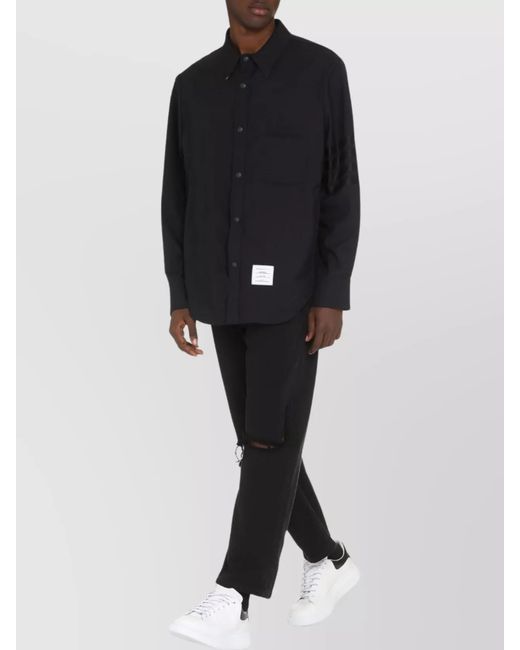 Thom Browne Blue Wool Overshirt Jacket for men