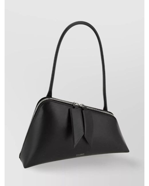 The Attico Black Sunrise Geometric Leather Shoulder Bag