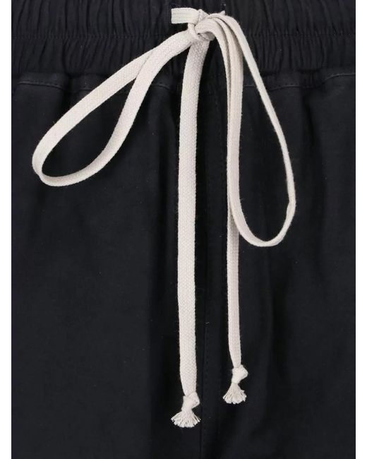 Rick Owens Blue Straight Shorts Side Pockets Subtle Slits