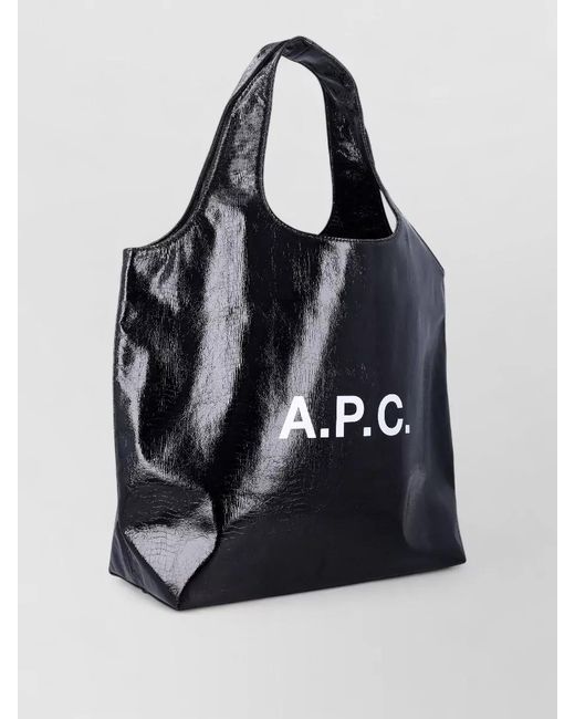 A.P.C. Black Ninon Tote Bag Horizontal Design