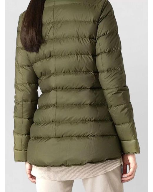Peuterey Green High Collar Jacket Long Sleeves Quilting