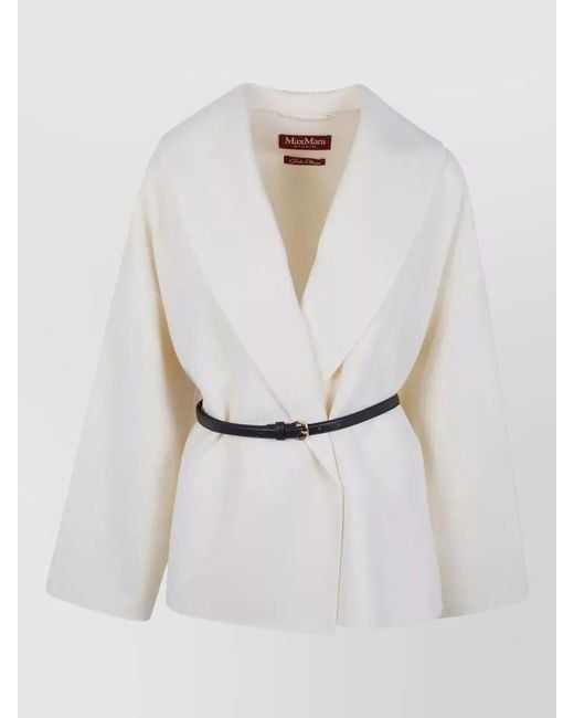 Max Mara White Wool Silk Cashmere Fitted Jacket