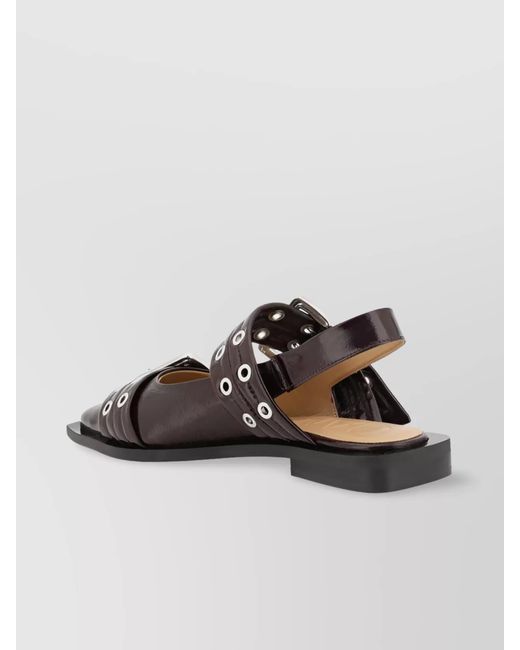Ganni Multicolor Patent Leather Buckle Slingback Ballerina Shoes