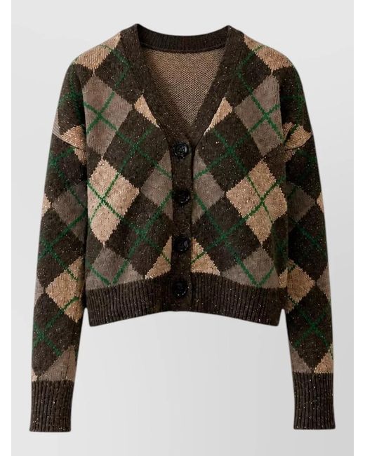 Weekend by Maxmara Black Argyle Cropped Cardigan