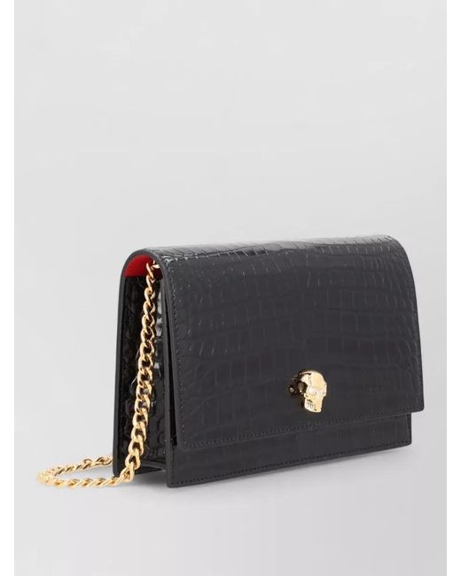 McQueen Black Skull Small Leather Clutch Bag