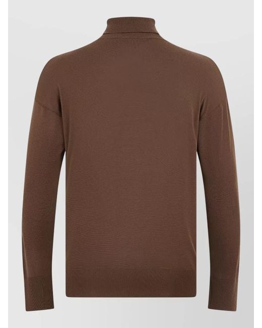 Max Mara Brown High Neck Wool Sweater Long Sleeves