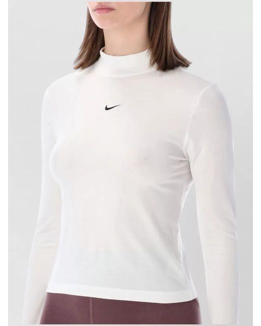 Nike White Mock Neck Long-Sleeve T-Shirt